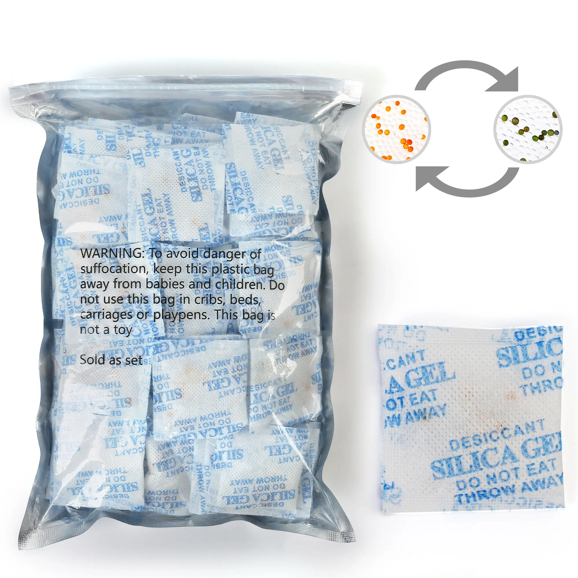 100 Packs 3 Gram Silica Gel Desiccant Packets Moisture Absorber Drying Bags Silica Gel Beads