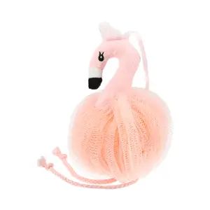 Unique Bargains 1 Pc Cartoon Bath Shower Loofah Sponge Body Puffs for Bathroom 6.30"x4.53" Pink