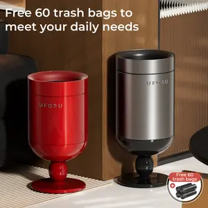 UFORU Luxury Wine Glass-Shaped Trash Can 15L/20L Includes 60 Trash Bags Medieval-Style Dual-Bin Trash Can Stainless Steel and ABS/PP Construction Living Room Home Decor