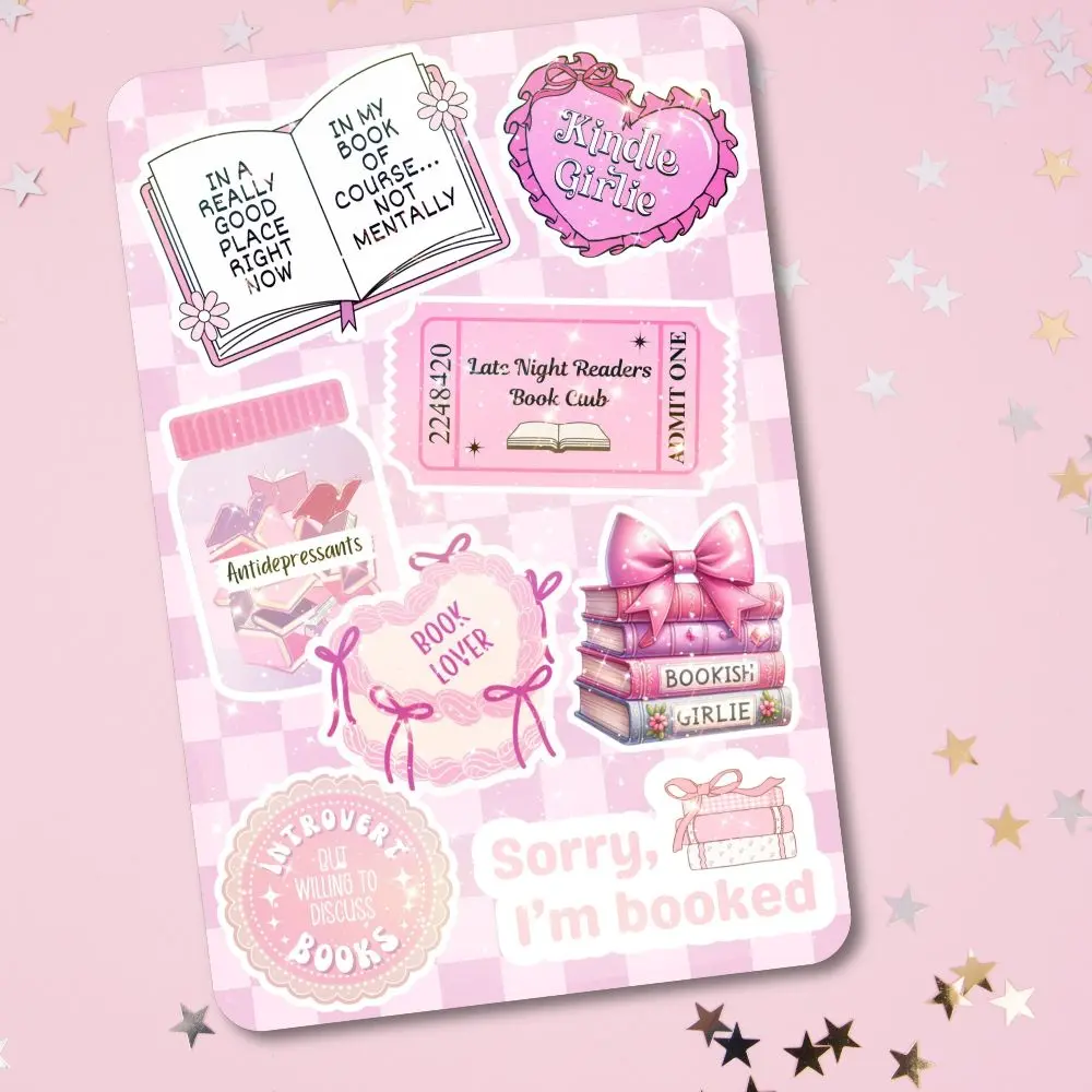 Cute Bookish Girlie Pink Checkered Holographic Cardstock Clear Case Insert for Kindle | Dark Romance Book Lover Gift | Bookish Stickers for Kindle | Gothic Kindle Decorating Accessories | Booktok Smartphone Aesthetic Cover | Pale Pink
