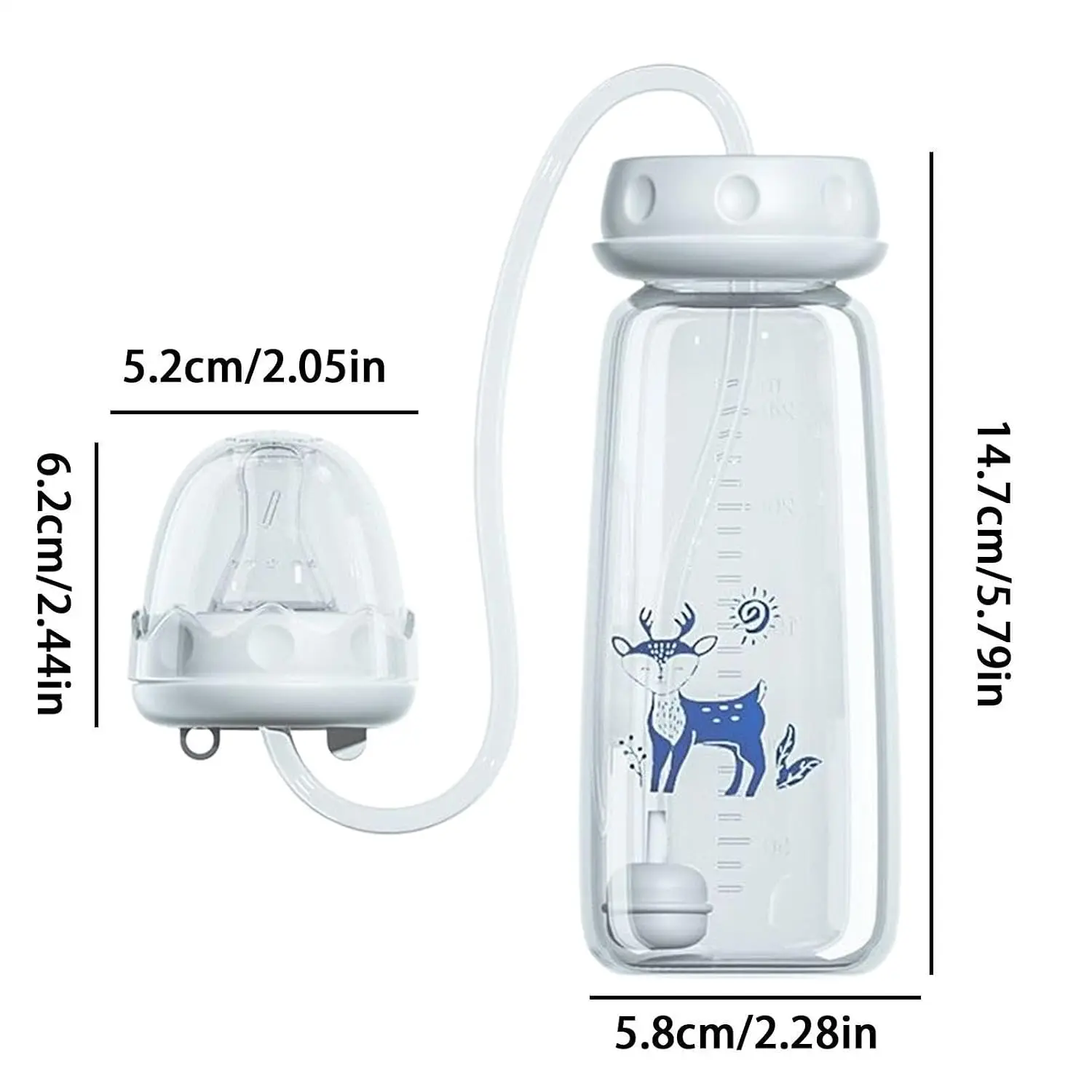 Hands-Free Baby Feeding Bottle - Anti-Colic Silicone Nipple, BPA-Free PP Construction, Leakproof Feeder for Newborns & Toddlers, Trending Print Design Camping Essential - BLUE
