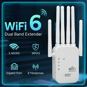WiFi Extender and Signal Booster with 6 Antennas, Long Range Wireless Network Extension, Ethernet Port, WiFi Repeater Extender, Home and Office Use