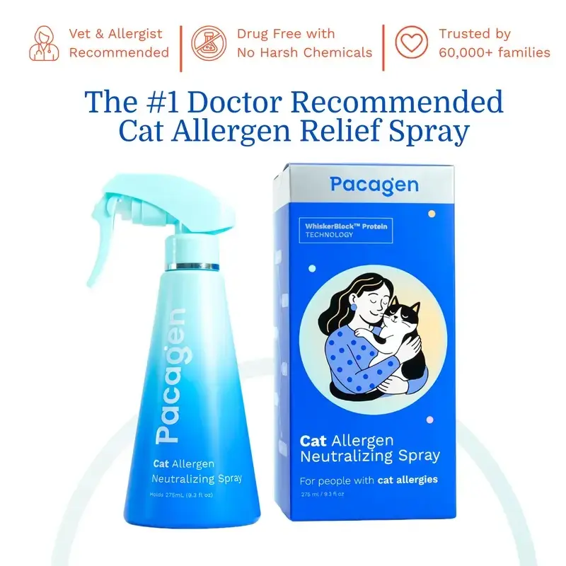 Pacagen Cat Allergen Neutralizing Spray (70ml travel size) – Neutralizes 98% Of Allergens