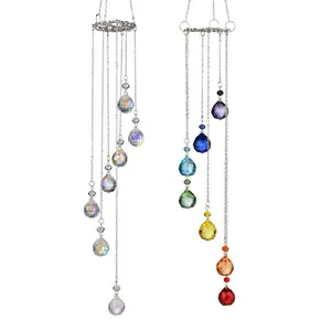 Rainbow Suncatcher Crystal Sun Catcher, Colorful Prism Outdoor Wind Chimes, Garden Suncatchers for Windows, Outdoor Stained Glass Decor