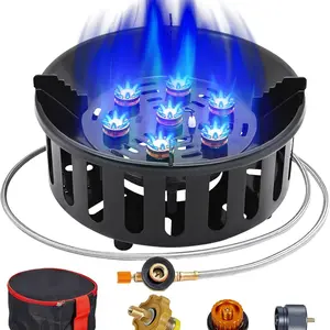 [SummerVibes]BESTFIRE 9.25'' 72,000 BTU Portable Outdoor Propane Stove – Single Burner with Windproof Design, Piezo One-Touch Ignition, Carry Bag, Hose & 3 Adapters for Camping, Backyard Cooking, and Picnic