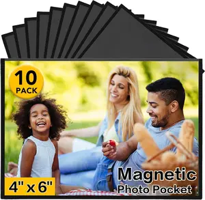 10 Pack Magnetic Picture Frame, 4 x 6 Inches Fridge Magnetic Photo Frames, Magnetic Photo Frames for Refrigerator, Home, School, Office (Black)