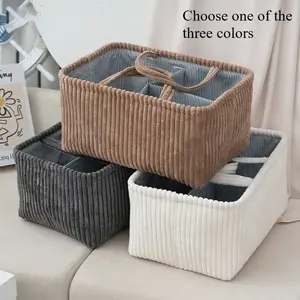 New Simple Nordic Style Multifunctional Organizing Corduroy Storage Basket, Multi Compartment Design, Foldable, Ideal for Baby Care, Renting, Small Spaces, Multi-Scene Use