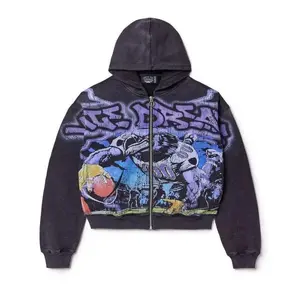 2025 American digital 3D-printed zippered hooded jacket, men’s style, for vacations