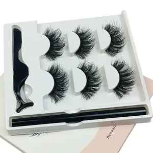 Liquidproof Eyeliner Pen + Voluminous False Lashes Set, Magnetic Design, Curling Dense, Strong Adhesion, No Smudge, Stage Holiday Makeup, Cosmetic False Lashes, Eyelashes Magnetic