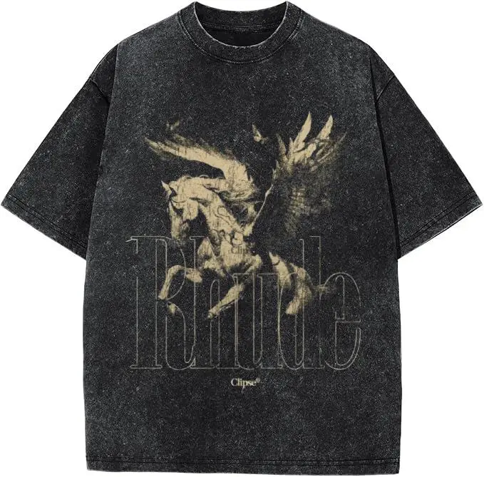 Oversize Rhude Acid Wash Shirt, Unisex Mineral Wash Tee, Streetwear & Gym, Gift for Him, Gift for Her