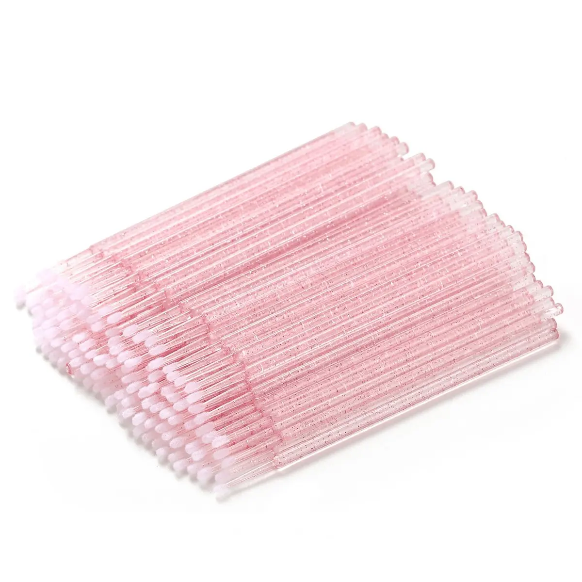 500/200/100Pcs Disposable Micro Brushes Precision Applicator for Eyelash Extensions,Eyelash Glue Cleaning Brush, Eyelash Brush, Eyebrow Brush, Lip Gloss & Mini Cotton Swabs (Crystal Pink), Versatile Use, Hygiene