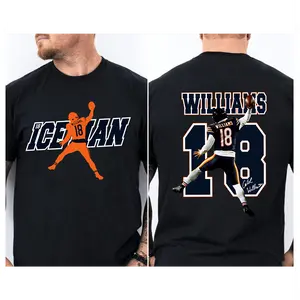100% Cotton Vintage Williams 18 Vintage T-Shirt, Ice Man Caleb Retro Rap Tee, Game Day Football Season, Chicago Football Fan Shirt