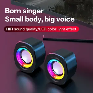 PC Monitor Speaker, USB Power, 3.5mm AUX, Color Breathing Lights, HiFi Sound, Suitable for Multiple Devices