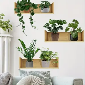 3D Simulation Plant Shelf Wall Sticker, 3 Counts Removable Wall Decal, Wall Decor for Home Living Room Bedroom Study Room, Ornaments