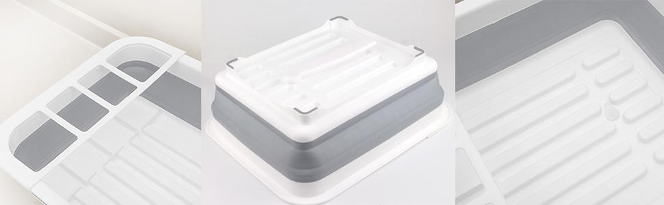 Collapsible Dish Drying Rack – Portable Foldable Drainer with Utensil Holder for Kitchen, RV & Camping