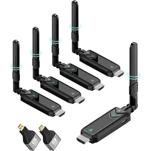 Wireless HDMI Transmitter and Receiver,492FT/150m 4K Decode 1080P Output Plug&Play 2.4G/5.8G Portable HDMI Wireless for Streaming Video and Audio to Monitor from Laptop/PC/TV Box/Projector(1v4)
