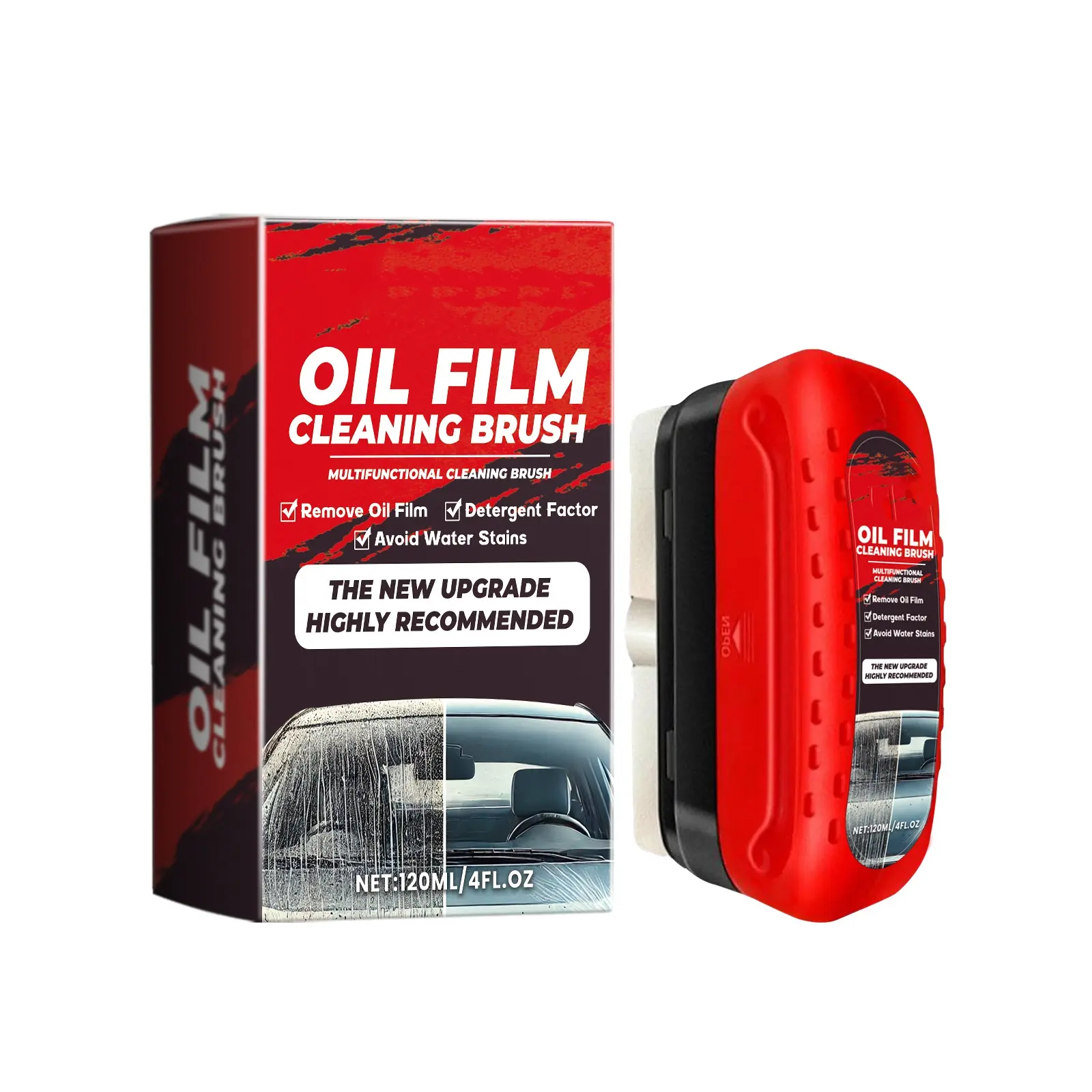 Glass Emulsion Cleaner & Glass Oil Film Remover for Cars – Roll-On Glass Guard with Brush, Removes Oil, Grease & Fog, Anti-Fog Windshield Cleaner for Clear Driving Visibility