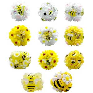 11pcs Bee-Flower beads for DIY Bracelets Keychains Holiday Gifts Seasonal Projects Handicraft Kit with Beaded Tassel Charms