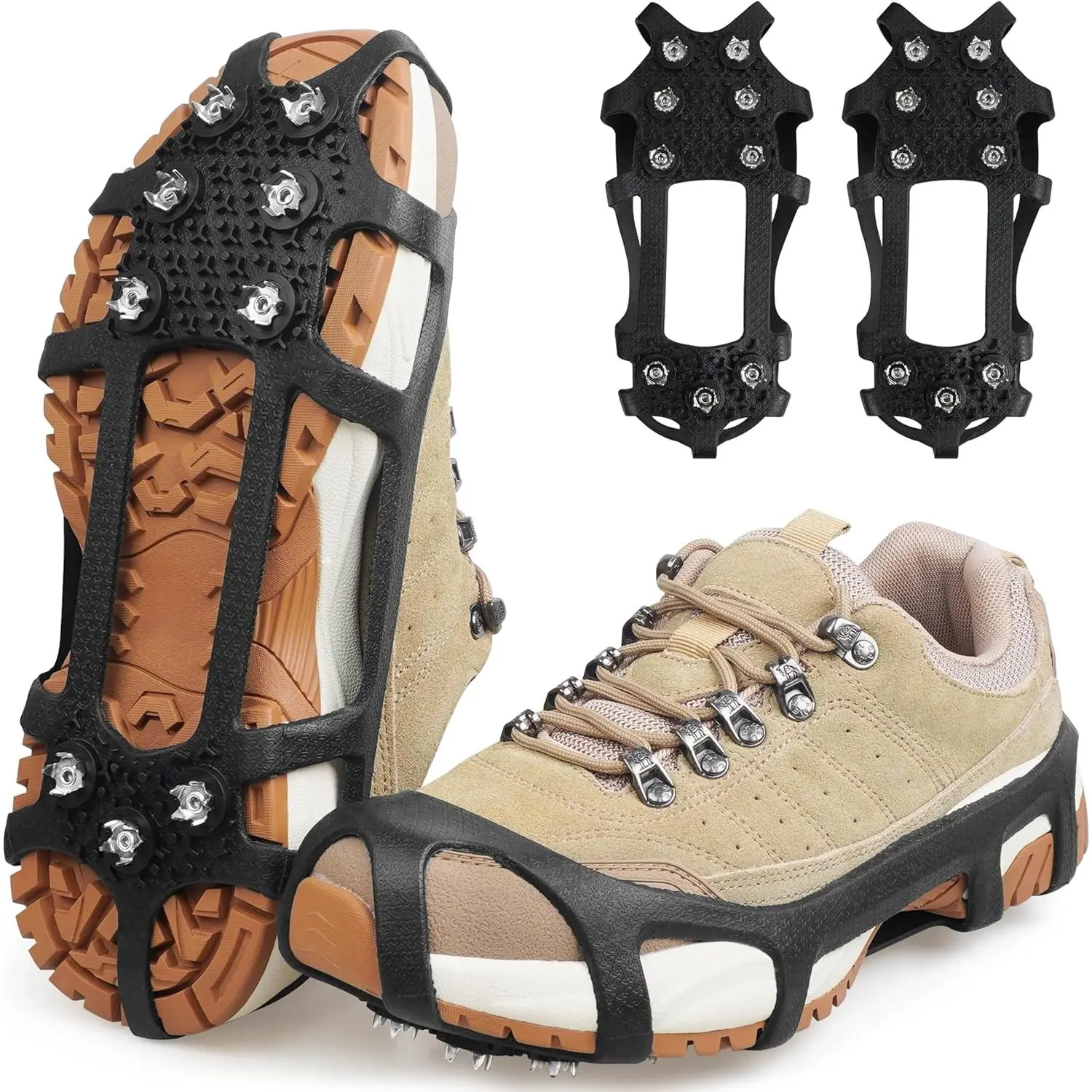 Ice Snow Cleats for Shoes and Boots,Snow Walk Traction Cleats Crampons Non-Slip 9 Point Cleats Ice Snow Grippers Overshoe for Women Men  Walking on Snow & Ice