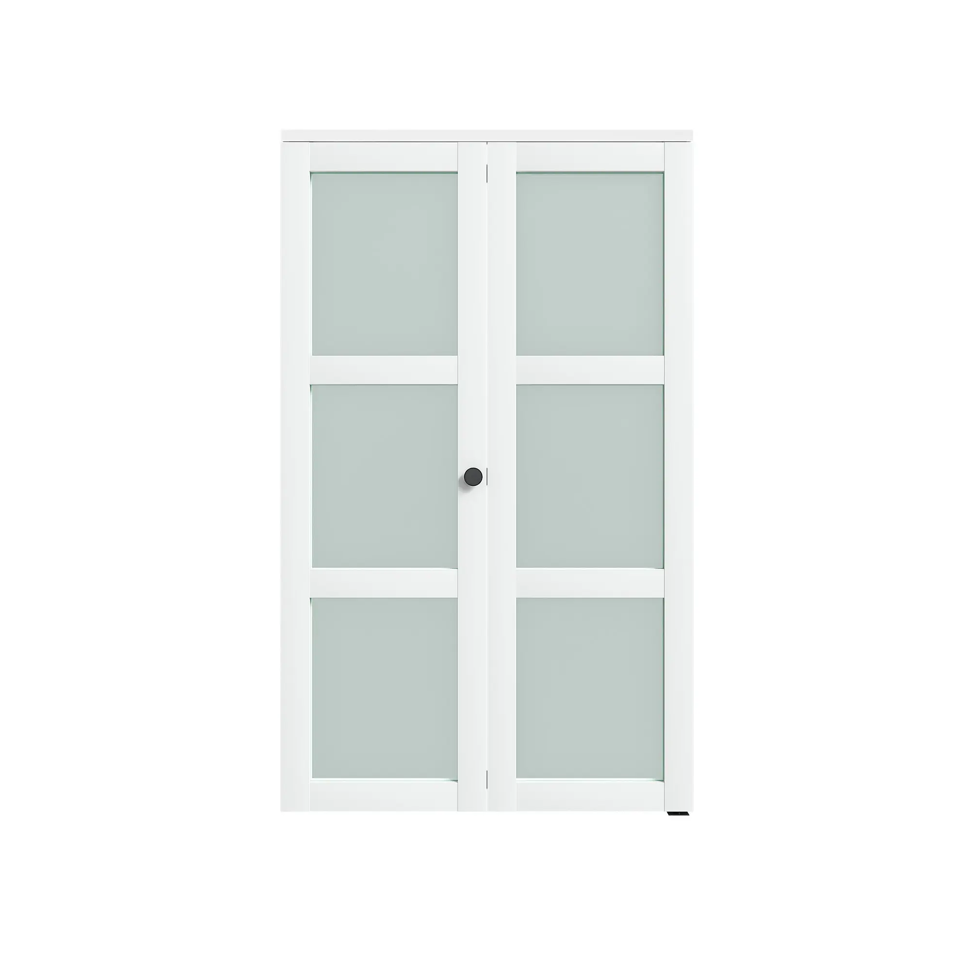 White PVC 3-Lite Bifold Frosted Glass Horizontal Closet Door with Integrated Silent Slide System, Hidden Hardware, Easy Install Efficiency, Pre-Drilled Holes, Complete Kit (Handle, Floor Guides), Installation Manual for Pantry, Bathroom