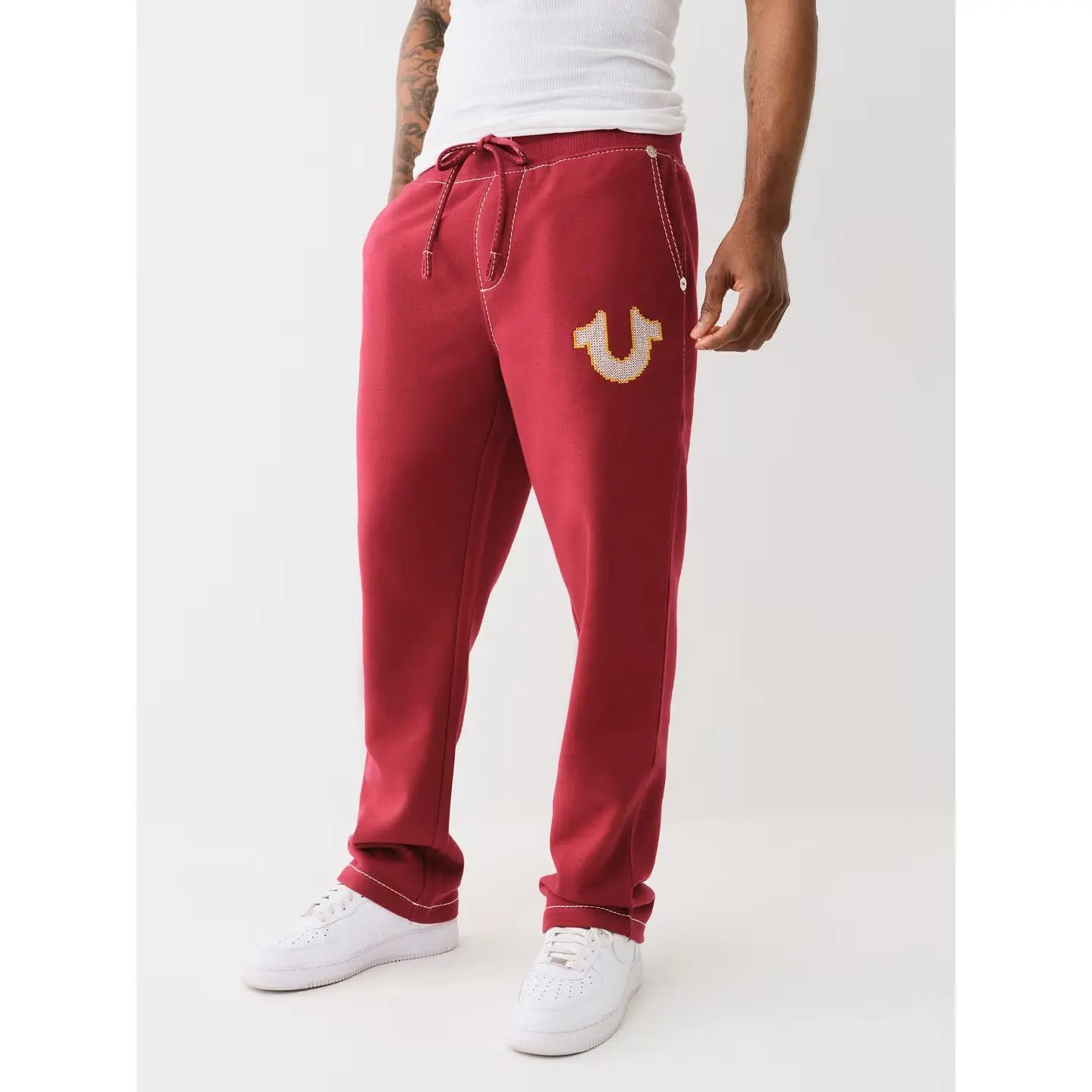 TRUE RELIGION BIG T CROSS STICH SWEATPANTS