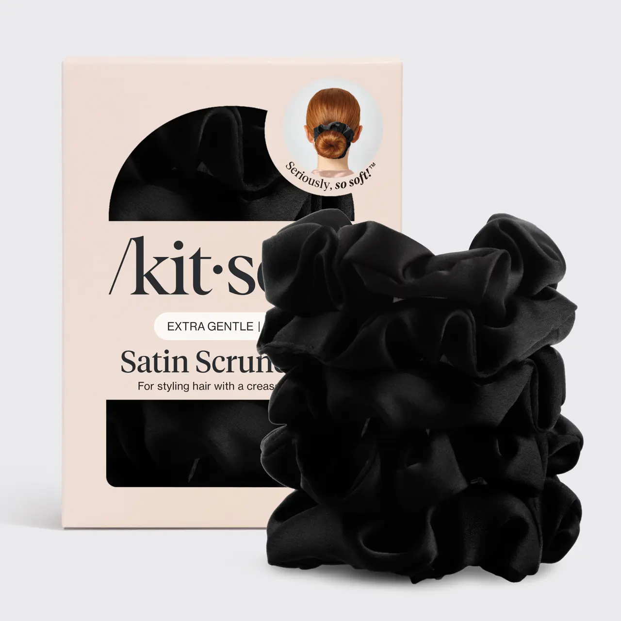 Satin Sleep Scrunchies - Black