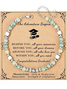 Colorful Imperial Jade Stainless Steel Bead Bracelet, a graduation gift for the Class of 2026, an inspirational graduation bracelet, suitable for both men and women, perfect for Mother's Day, birthdays, Christmas, Valentine's Day, and graduation.