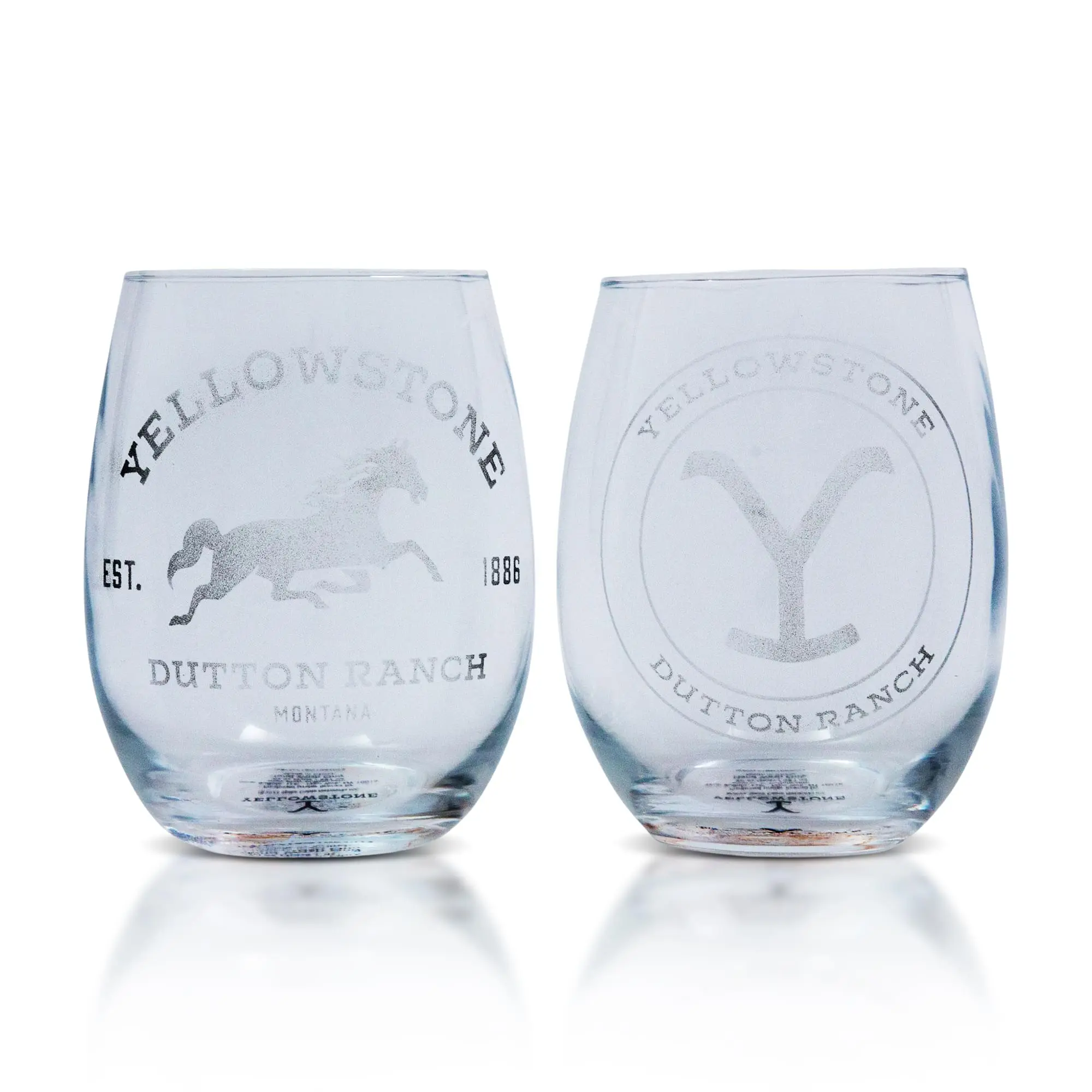 Yellowstone Dutton Ranch 20-Ounce Stemless Wine Glasses | Set of 2