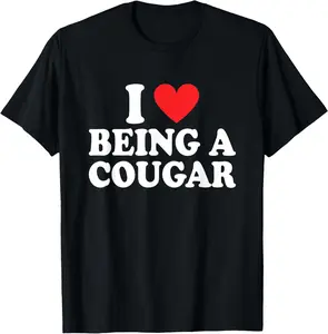 I Love Being A Cougar I Heart Being A Cougar T-Shirt Pure Cotton Graphic Tees Menswear Top: Gifts for Men & Women
