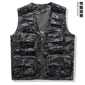 Men’s lightweight all-season vest jacket with multiple pockets for outdoor work, suitable for fishing, hunting, travel, and more, featuring a zip panel.