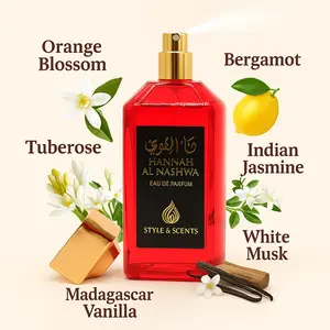 HANNAH AL NASHWA Eau De Parfum – Feminine Floral-Citrus Perfume with Orange Blossom, Jasmine, Tuberose, Vanilla & White Musk | 100ml Spray, 20% Oil, 18-24 Hour Wear  Romantic, Uplifting Scent for Daily Elegance & Special Moments – Made in UAE (MDO012)