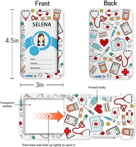 Medical Health Nurse Badge Holder with Retractable Reel, Id Card Work Badge Holder with Clip Heavy Duty, Vertical Card Name Tag Badge Cover Case Protector for Doctor Hospital Nursing Women Gifts