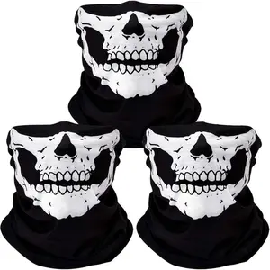 3pcs Skull Face Mask, Breathable Motorcycle Balaclava Mask, Ski Mask, Reusable Headwear Scarf for Sports, Winter, Outdoor Activities
