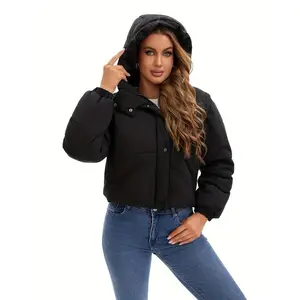 Women's Warm Short Puffer Jacket With Attachable Sleeves, Thick Winter Down Coat Vest, Straight Fit Short Length, Casual & Office Outerwear Plus Size Womenswear Fitted Tops winter puffer  jacket coats women Black Brown S-XXL