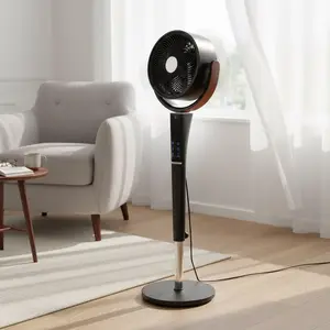 Silent Upright Floor Fan,15 Speeds + 5 Modes, Touch+Remote Control  LED Light & Quiet Operation,CoolingEssentials, HomeFans