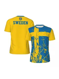 2026 Spring/Summer 3D Printed Sweden Football T-Shirt for Men 3D Printed Loose Tshirt Fashion Short Sleeve Round Neck Tees Tops Summer Sports Soccer T Shirts