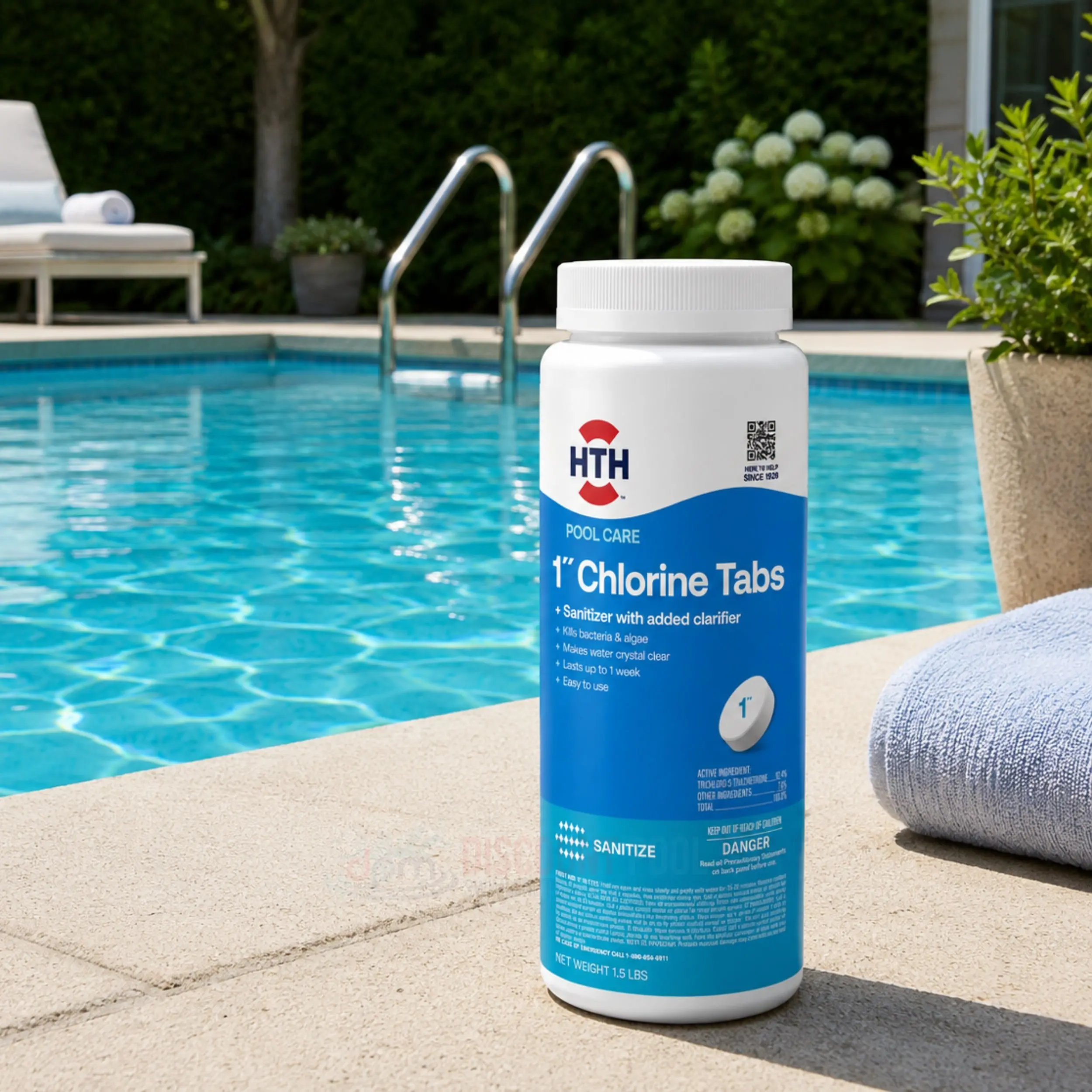 HTH 1" Chlorine Tablet 1.5 lb for Pool Sanitizing HTH 1" Chlorine Tablet 1.5 lb for Pool Sanitizing