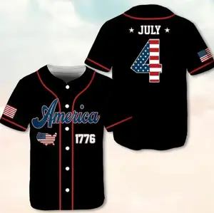 4th Of July American Flag Baseball Jersey, Independence Day Anniversary Baseball Shirt, Patriotic 250 Years of Freedom Sports Jersey for Adults