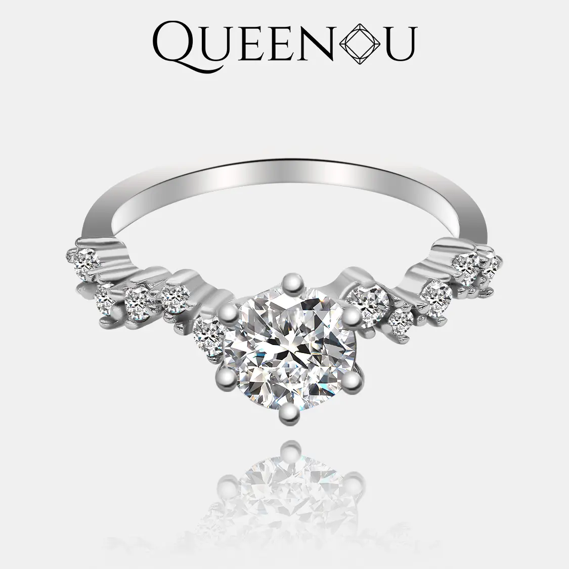 【860】Wishful Stellar Trail Sparkling synthetic moissanite Ring - Elegant Wedding/Engagement Gift, Fashionable Statement Jewelry for Women, Dazzling Celestial Design  synthetic moissanite