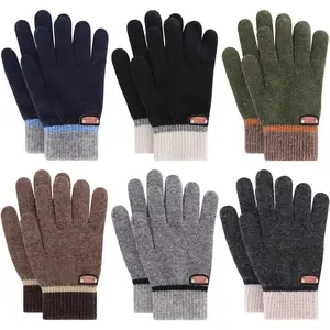 6 Pairs of Kids Gloves Boys Winter Gloves Stretchy Full Fingers Knitted Gloves Wool Fleece Lined Mittens