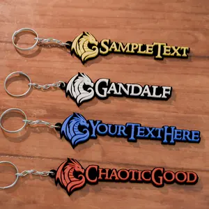 Fantasy RPG Dragon Custom Text Keychain - 3D Printed, Glossy PLA