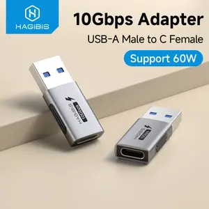 Hagibis USB to Type C OTG Adapter 10Gbps High-Speed Data Transfer USB C Male to A Female For Macbook Pro iPad Tablet With MacBook Pro Microsoft Surface Go Samsung Galaxy S20 S21 S22 Ultra Plus,iPhone 16/15 Pro HUAWEI Mate 50 Pro / Mate 60 Pro