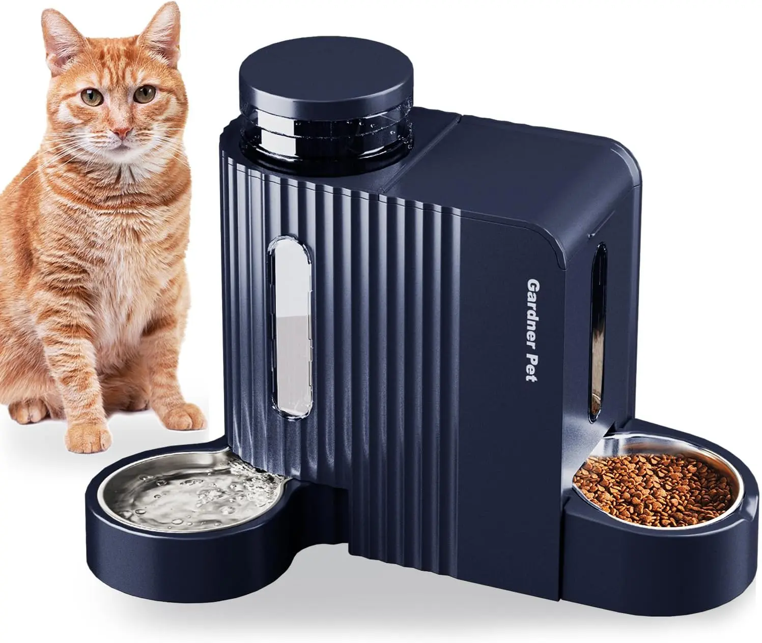 Gardner Pet Automatic Gravity Cat & Dog Food Feeder and Water Dispenser, Stainless Steel 2-in-1 Large Capacity Pet Feeding Set for Dogs, Puppies, Cats, Kittens & Rabbits