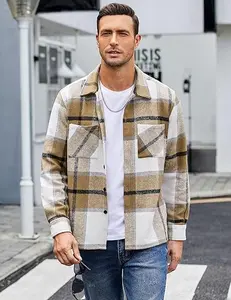 COOFANDY Lightweight Fall Outfits Classic Menswear Flannel Shirts Casual Button Down Plaid Shirt Jacket Long Sleeve Fleece Shacket with Pockets Coats  Outerwear Overall Stylish Corduroy Tops