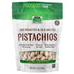 NOW Foods Real Food, Pistachios, Dry Roasted & Sea Salted, 12 oz (340 g)