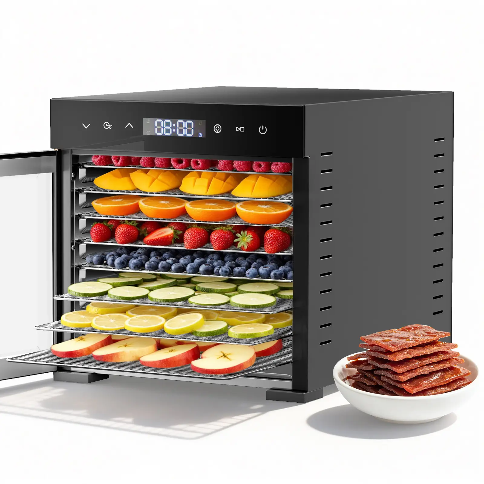 Nut Dehydrator, 600W, 6.5 sq.ft Drying Space, 95-165°F, 30-48min Timer, Auto Shut-Off, Overheat Protection, Household & Snack Prep Use