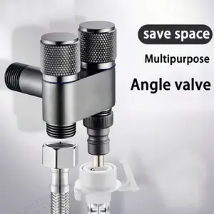 Multifunctional Dual Control Three-Way Metal Angle Valve, Heavy Duty Shower Diverter Valve with Waterproof Sealing Ring, Universal G1/2 Thread Interface, Home Parts