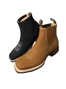 BOTIN Men's Stylish Round-Toe Leather Boot - 8-Second Sole, Winter Casual, Plain Design, Durable Construction, Closed-Toe Walking Shoe, Men's Walking Shoe, Walking Shoes
