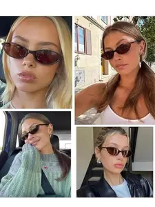 1 pair of retro oval-frame sunglasses for women, with a classic and trendy design, suitable for daily commuting and outdoor sports, lightweight, comfortable, eye-protecting and UV-proof, highlighting elegant taste.