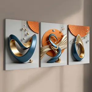 3 count wooden frame canvas, fashionable geometric design poster, modern abstract art decoration, exquisite family poster, suitable for living room corridor wall, HD inkjet printing, waterproof art, Canvas Prints